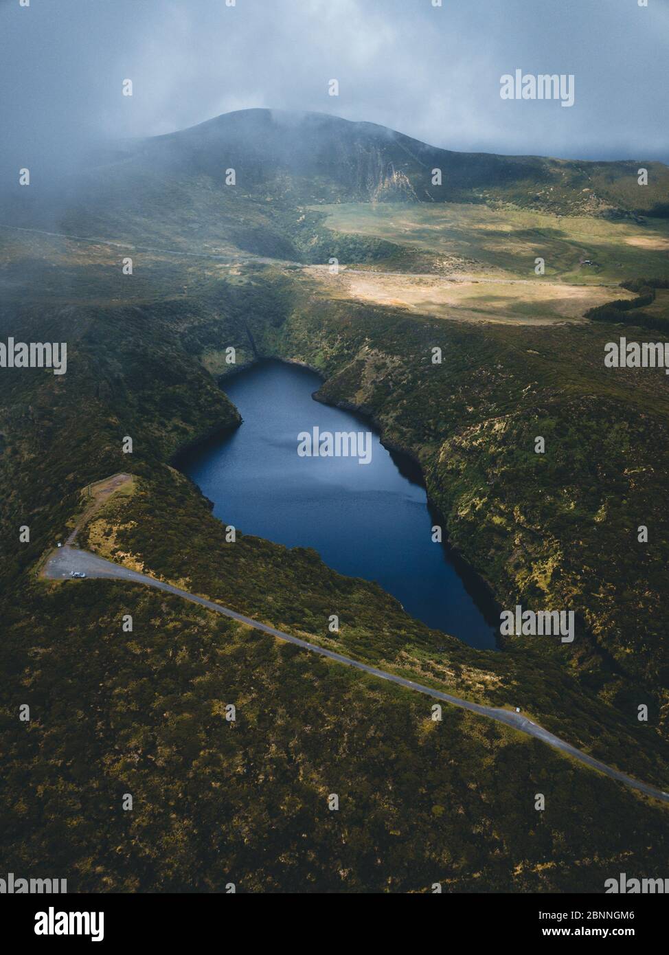 Azoren, Flores, Landschaft, See, Drohnenschuss Stockfoto
