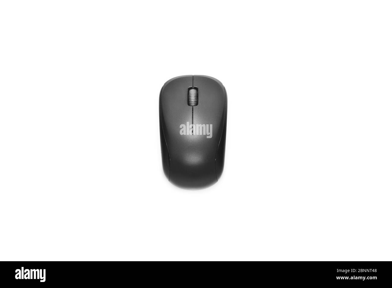 Schwarz Wireless computer mouse Draufsicht auf weißem Hintergrund Stockfoto
