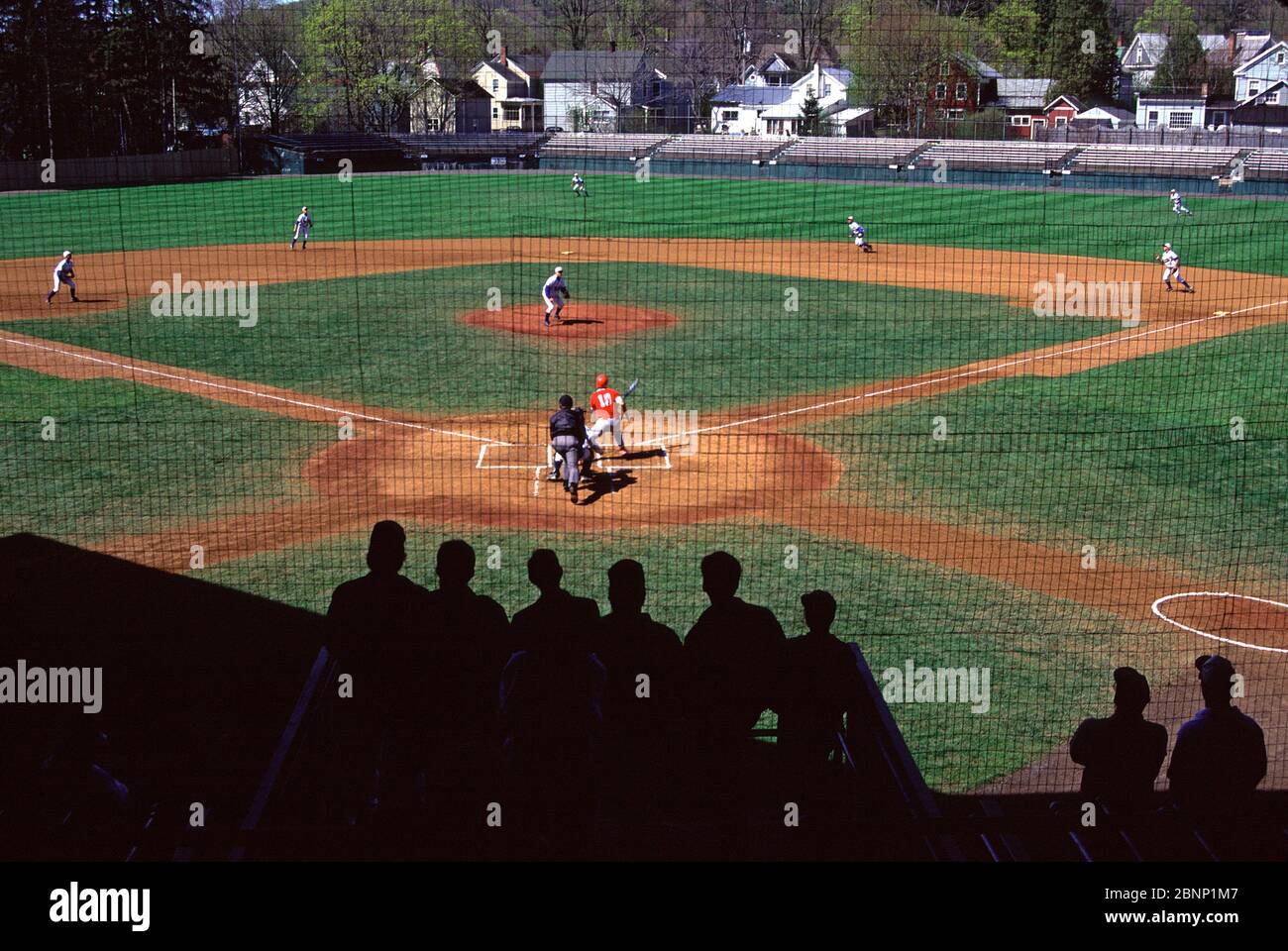Vintage-Stil Baseball-Spiel gespielt wird bei Abner Doubleday Field in Cooperstown, New York Stockfoto
