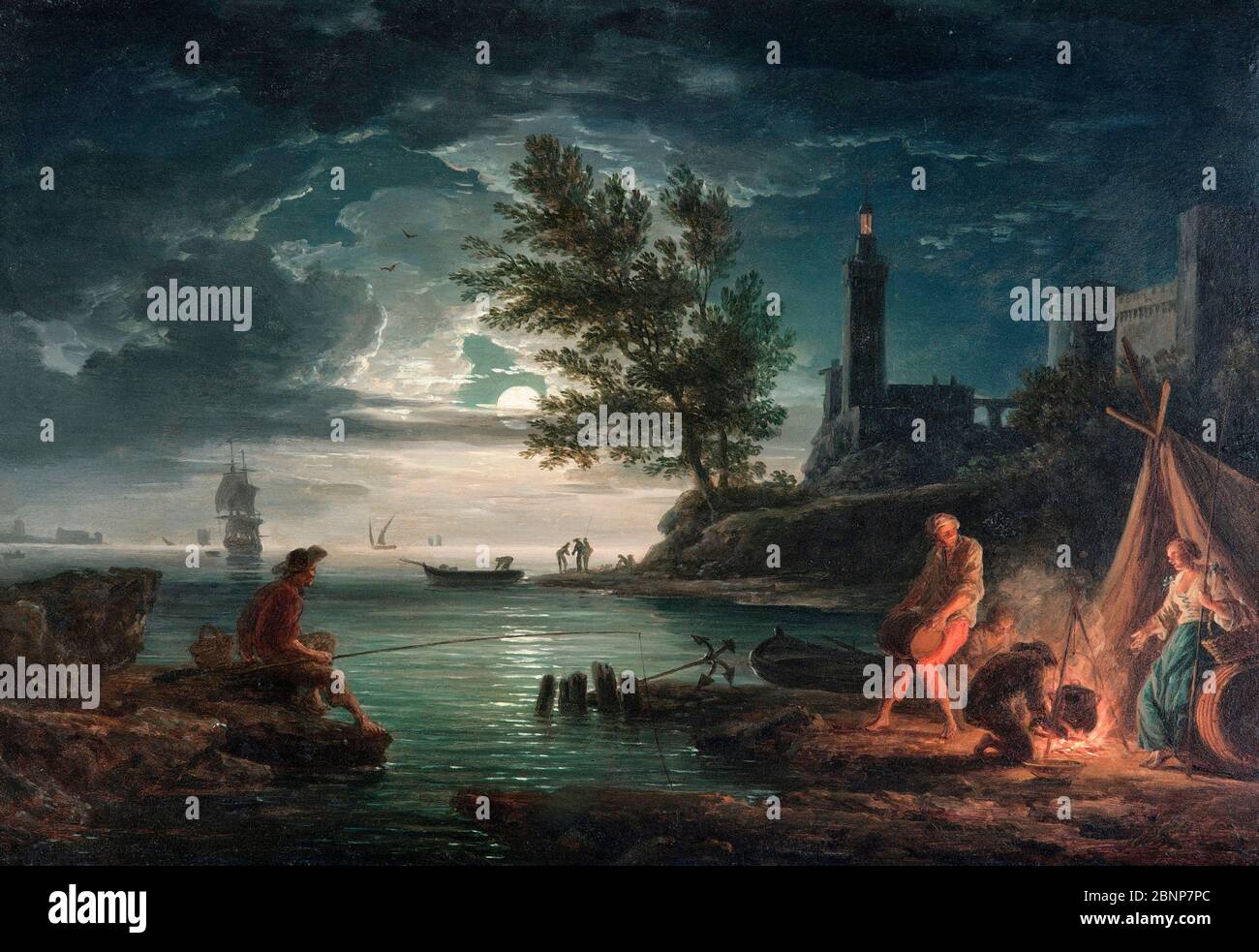 Die vier Tageszeiten - Nacht - Claude-Joseph Vernet, 1757 Stockfoto