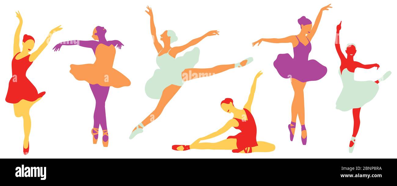 Eine Gruppe junger Ballerina mit einem perfekten Körper tanzt Stockfoto