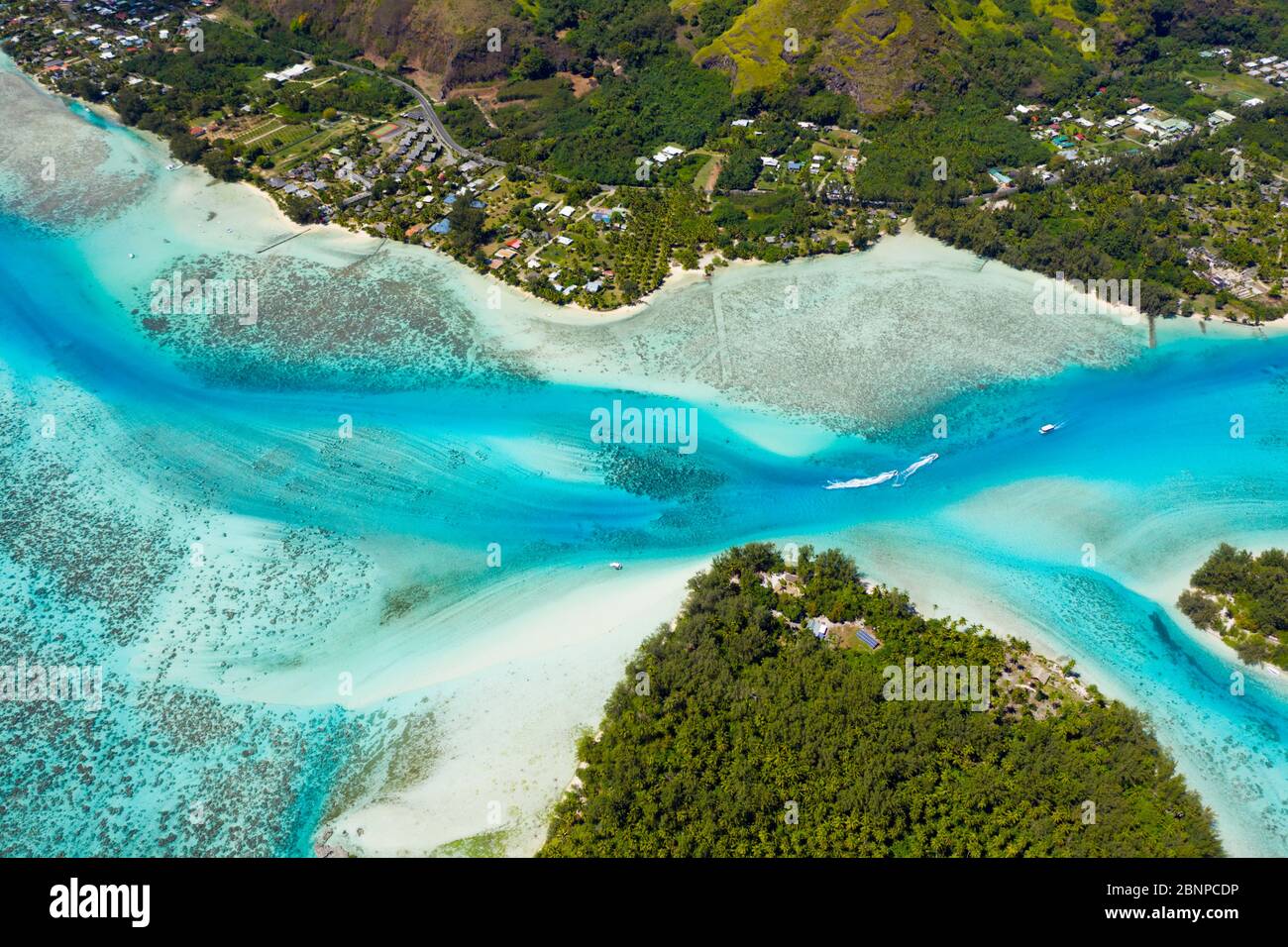 Lagunen im Nordwesten von Moorea, Moorea, Französisch-Polynesien Stockfoto