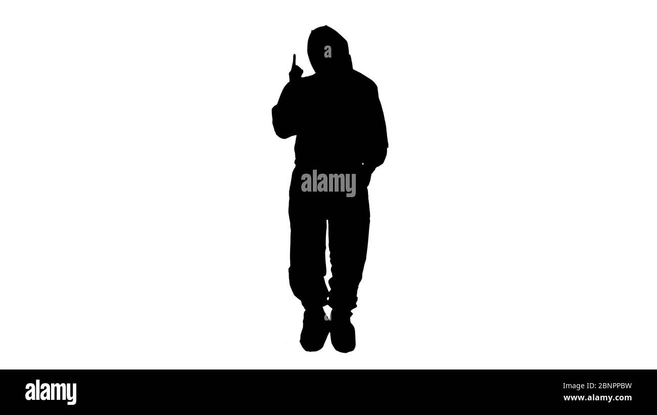 Silhouette Männlich Arzt in Hazamat Anzug machen Sieg Gesten. Stockfoto