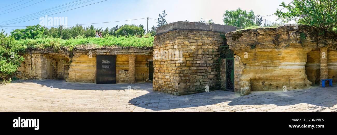 Katakomben Denkmal und Museum der Partisanen Ruhm in Nerubaiske Dorf in der Nähe von Odessa, Ukraine Stockfoto