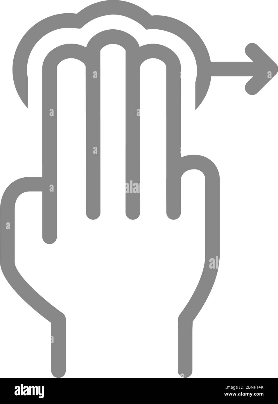 Tippen Sie mit drei Fingern und wischen Sie das Symbol auf der rechten Linie. Multi-Touchscreen-Finger, 3x-Tippen-Symbol Stock Vektor