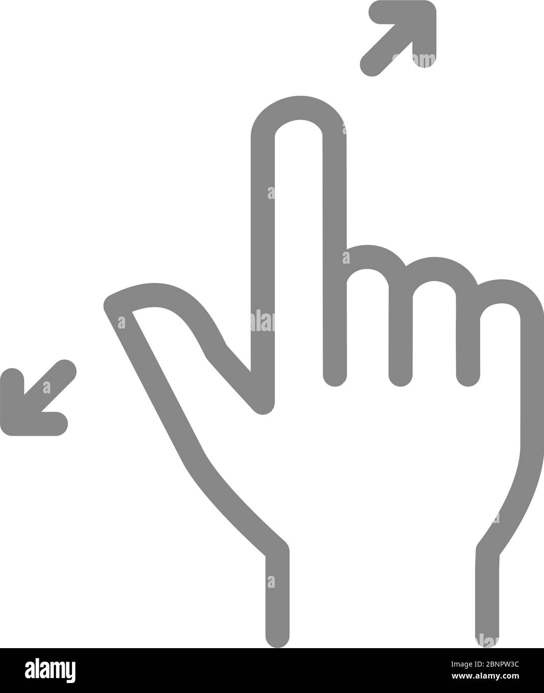 Symbol für die Linie mit zwei Fingern zoomen. Handgestensymbol auf dem Touchscreen Stock Vektor