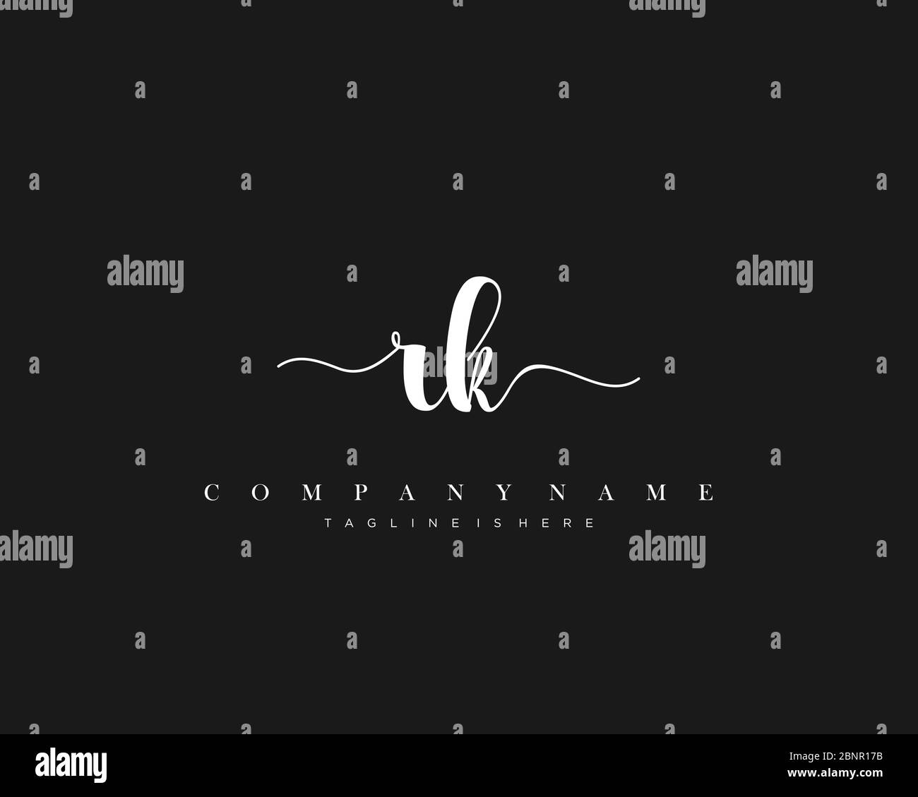 RK Initial Handwriting Logo Vektor. Stock Vektor
