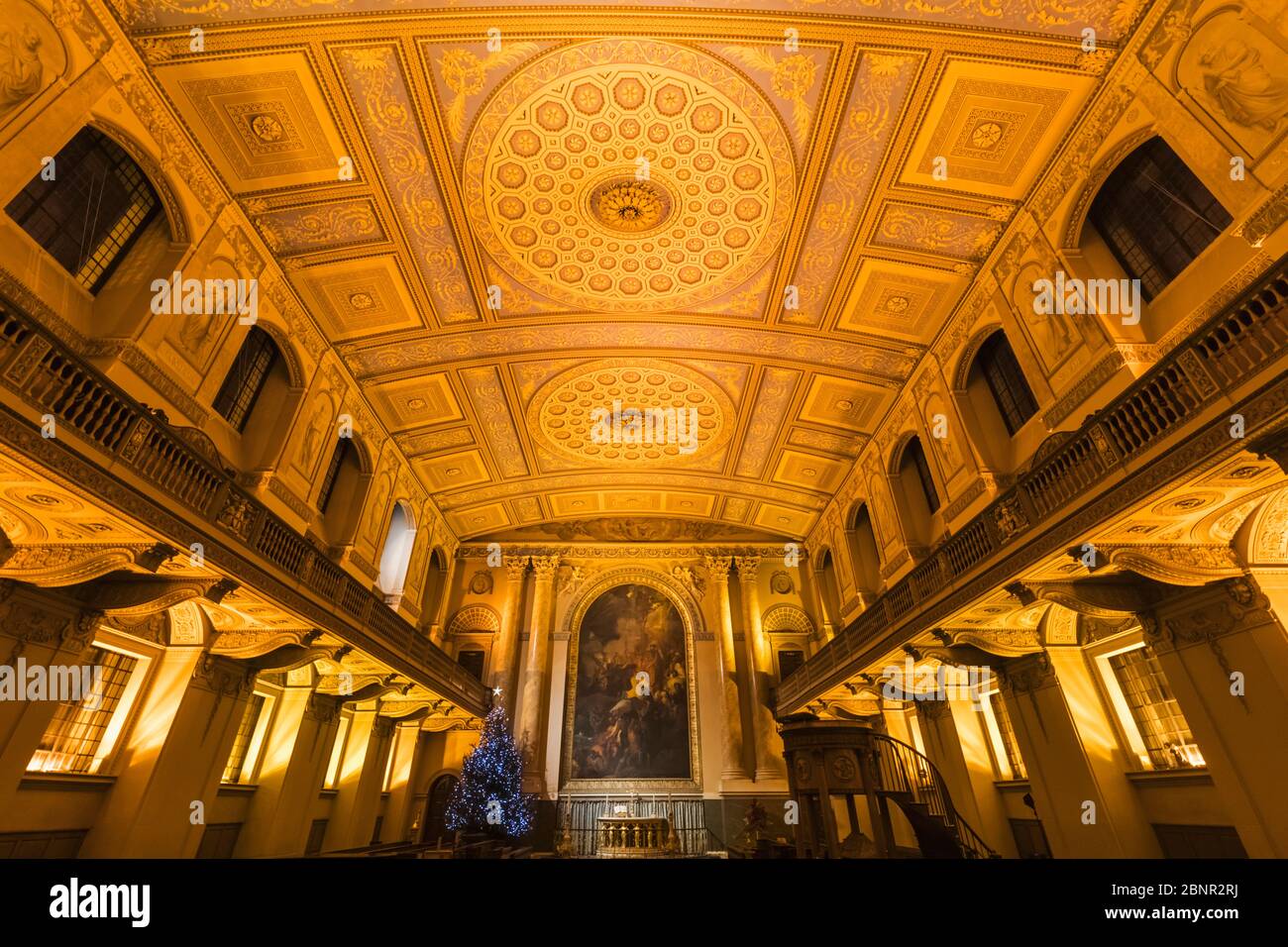 England, London, Greenwich, Old Royal Naval College, The Chapel, Interior View Stockfoto