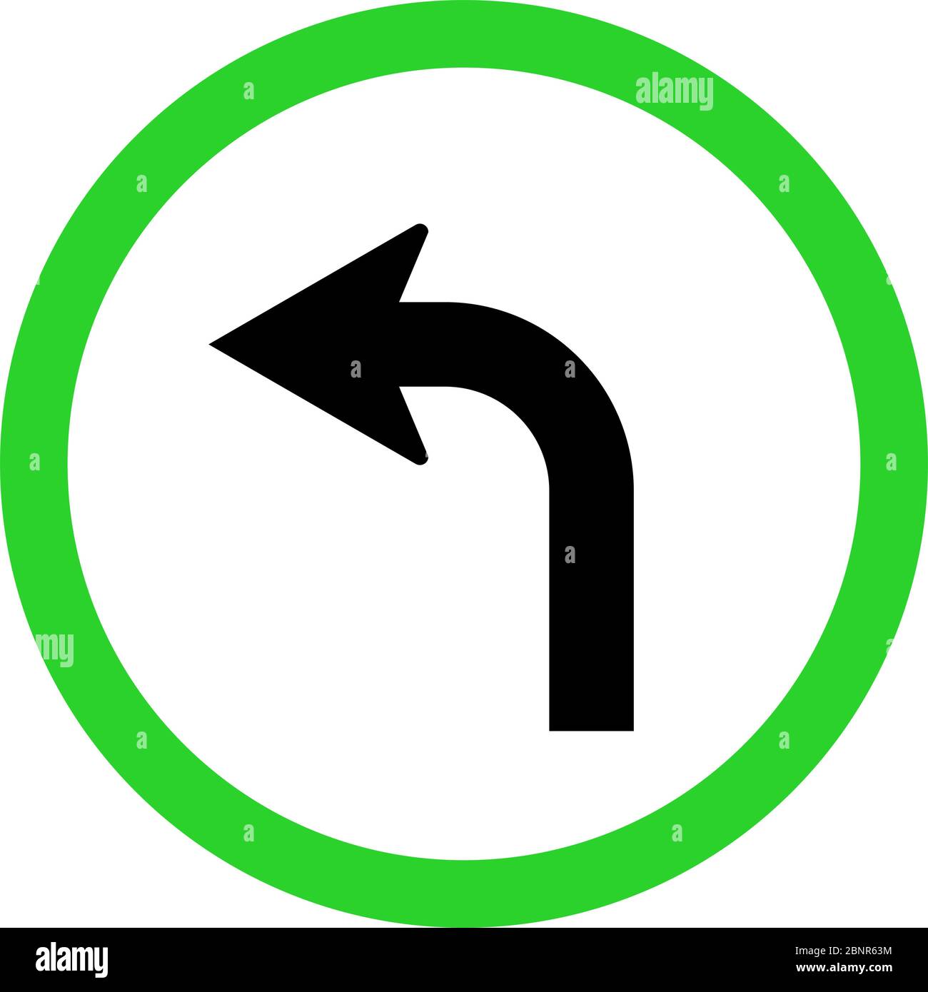 Links in die kanadische Richtung abbiegen. Straßen- und Verkehrssymbol in Kanada. Perfekt für Hintergründe, Hintergrund, Banner, Aufkleber, Etikett, Poster, Zeichen, Symbol et Stock Vektor