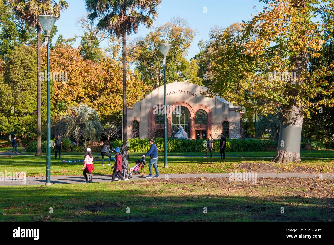 Spanish Mission-styled Conservatory (1930) in the Fitzroy Gardens, Melbourne, Australien Stockfoto