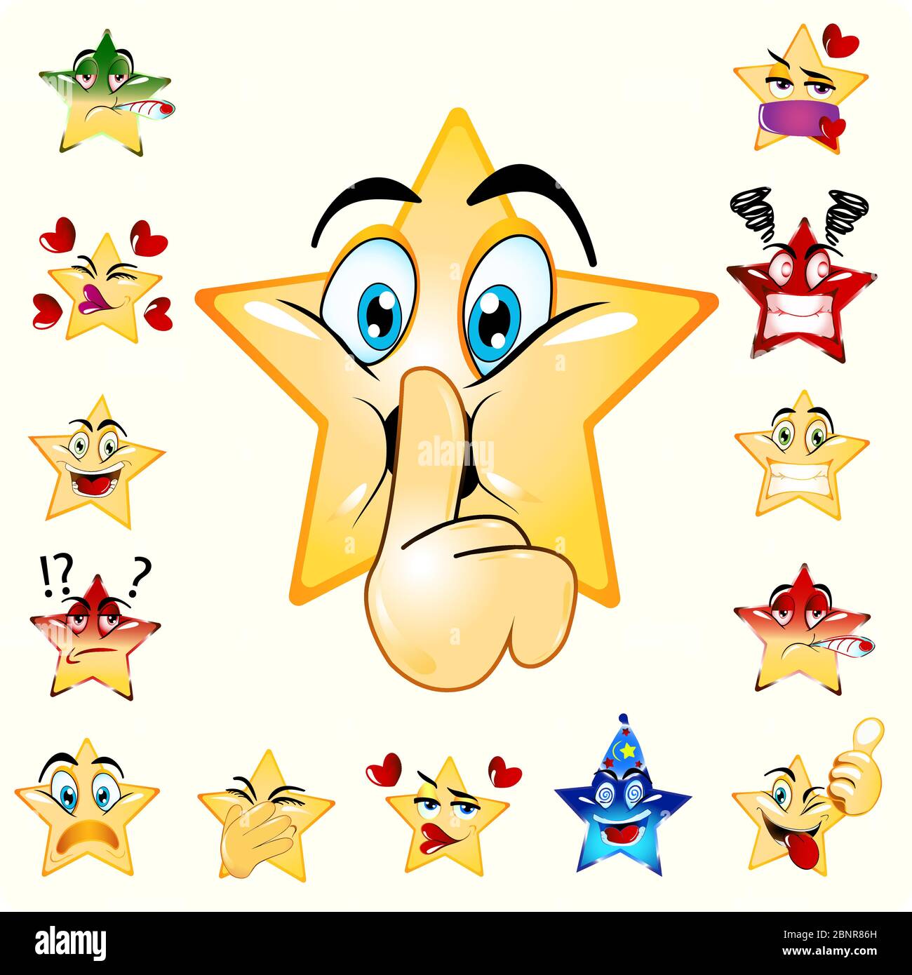 Illustration des kranken Sterns Emoji. Rote Kombinationsfarbe. Symbol Für Den Vektor. Heller Hintergrund. Stock Vektor