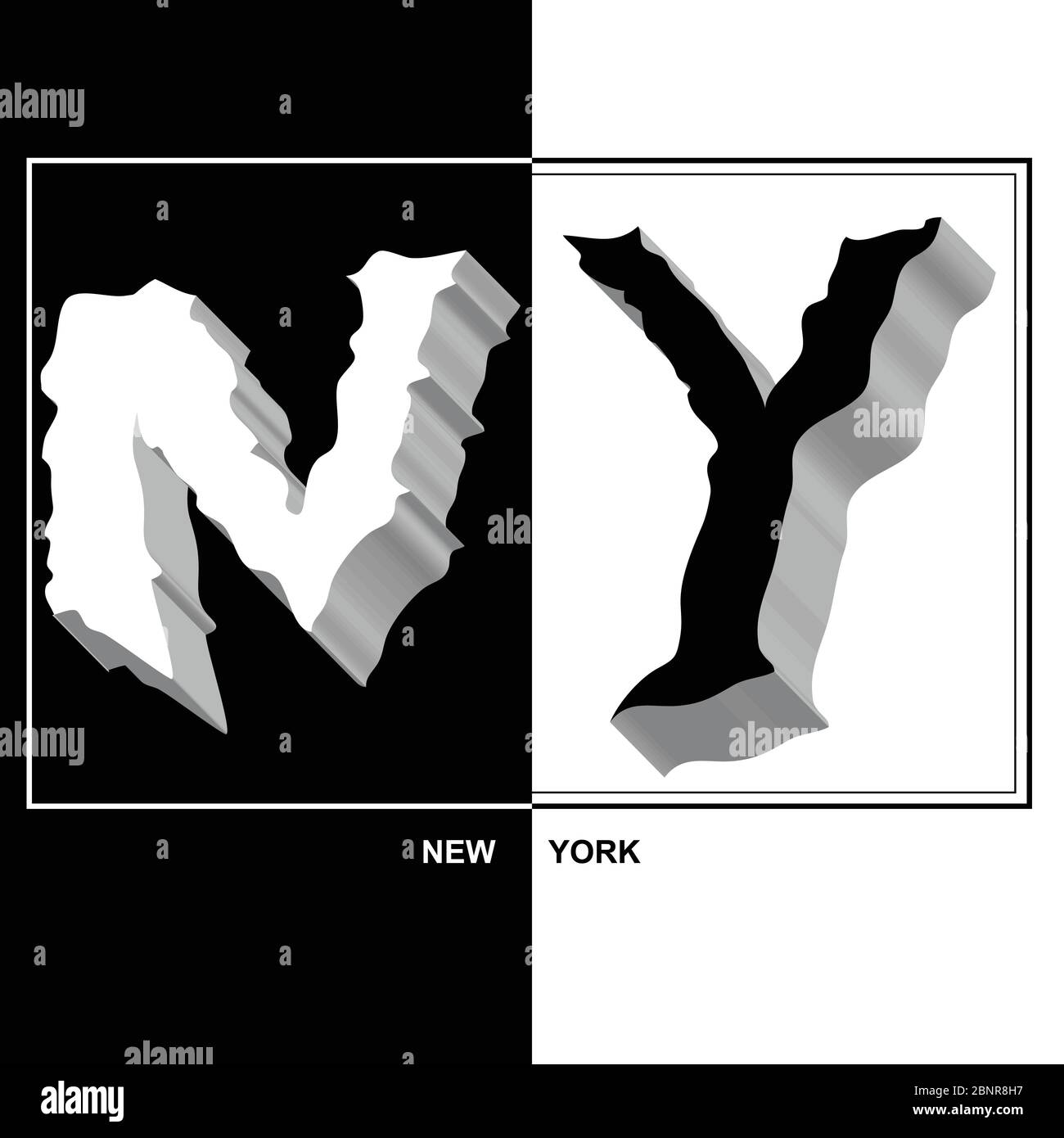 Typografie-Slogan schwarz-weiß mit New york für T-Shirt-Druck, Grafik-T-Vektor-Illustration Stock Vektor