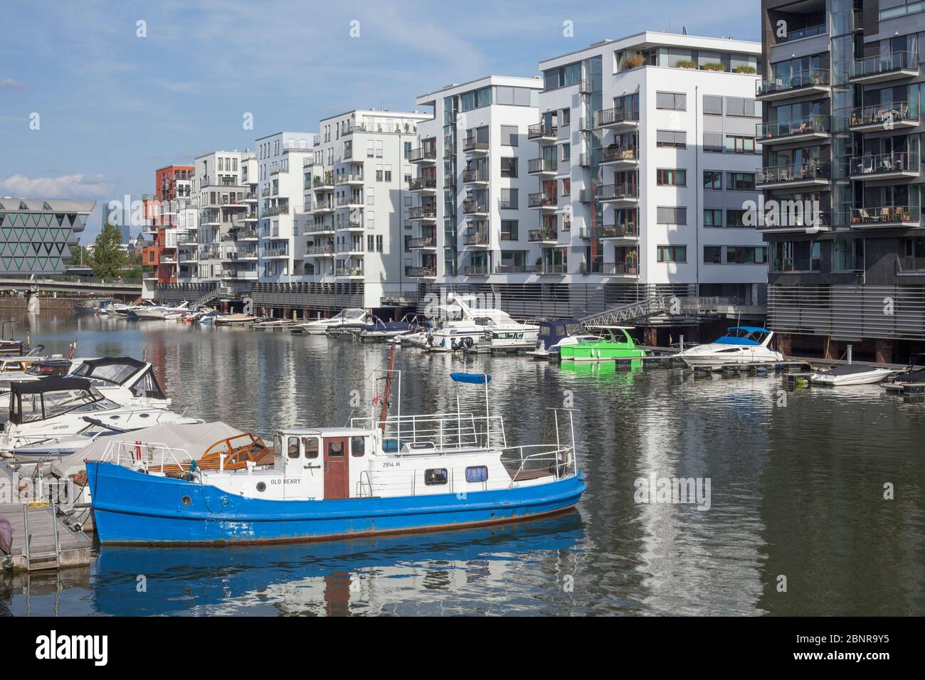 Moderne Wohngebäude am Westhafen, Frankfurt am Main, Hessen, Deutschland, Europa Stockfoto