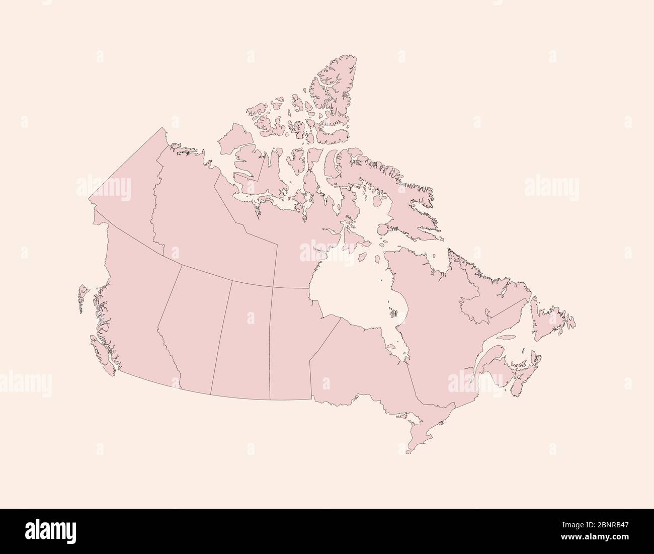 Kanada-Karte mit Provinzen. Vintage rosa Schatten Hintergrund Vektor. Perfekt für Geschäftskonzepte, Hintergründe, Hintergrund, Banner, Poster, Aufkleber Stock Vektor
