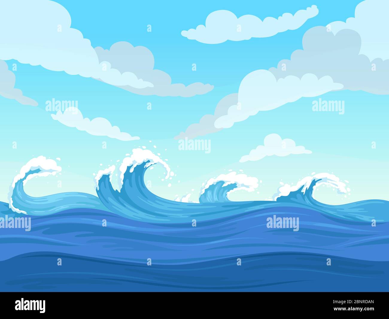 Wellen der Meeresoberfläche nahtlos. Unterwasser Cartoon Liquid Muster Fluss und Meer Vektor Hintergrund Stock Vektor