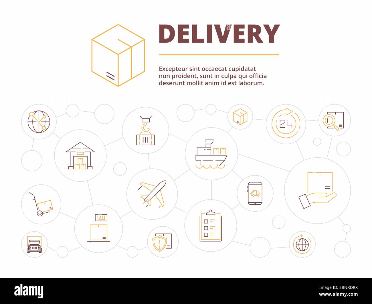 Logistischer Hintergrund. Delivery Service items Paket Transport Lager Vektor Business-Konzept Illustration Stock Vektor