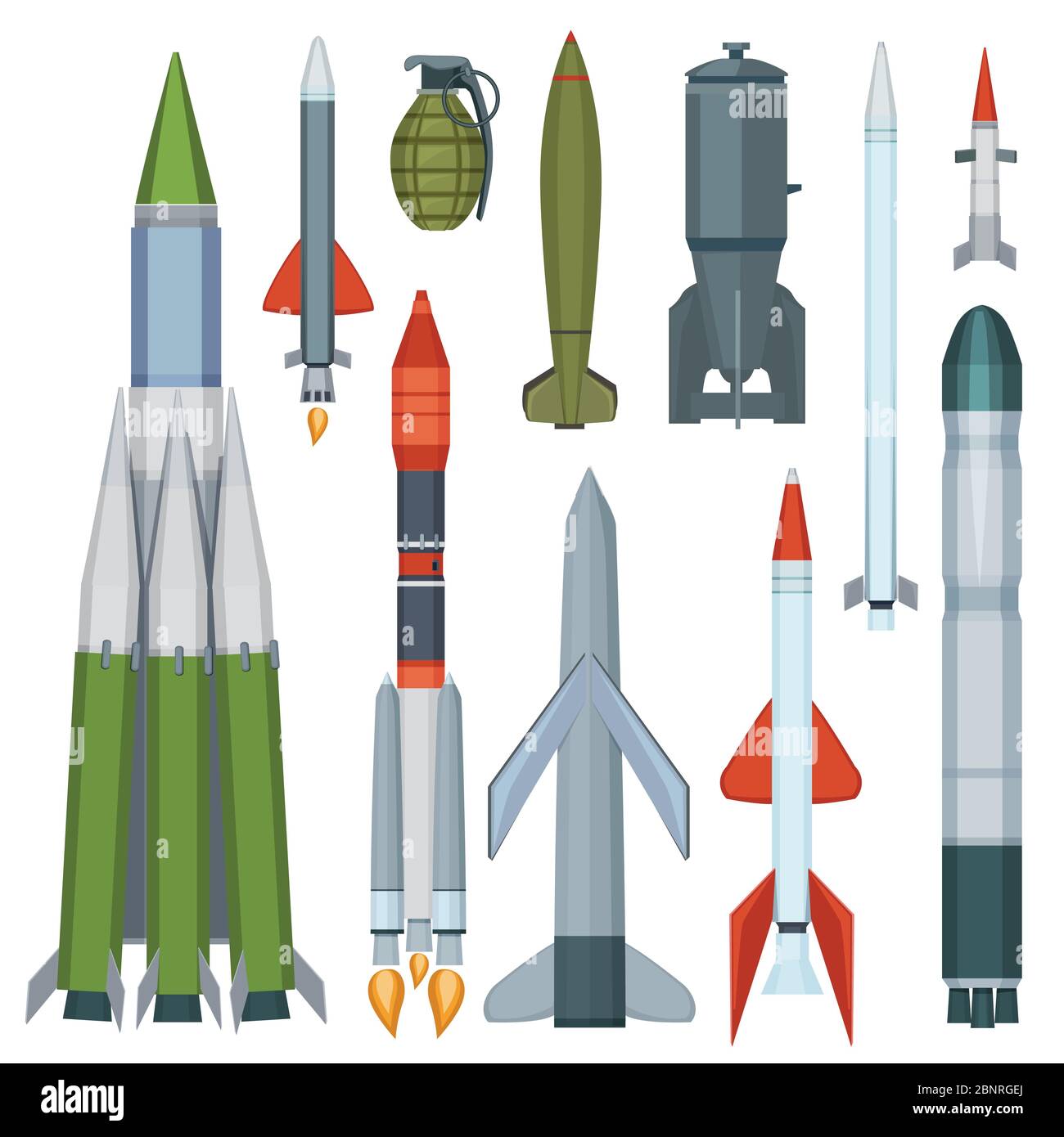 Raketenabwehr. Verteidigung Flug Rüstung militärische Waffen Vektor Cartoon-Set Stock Vektor
