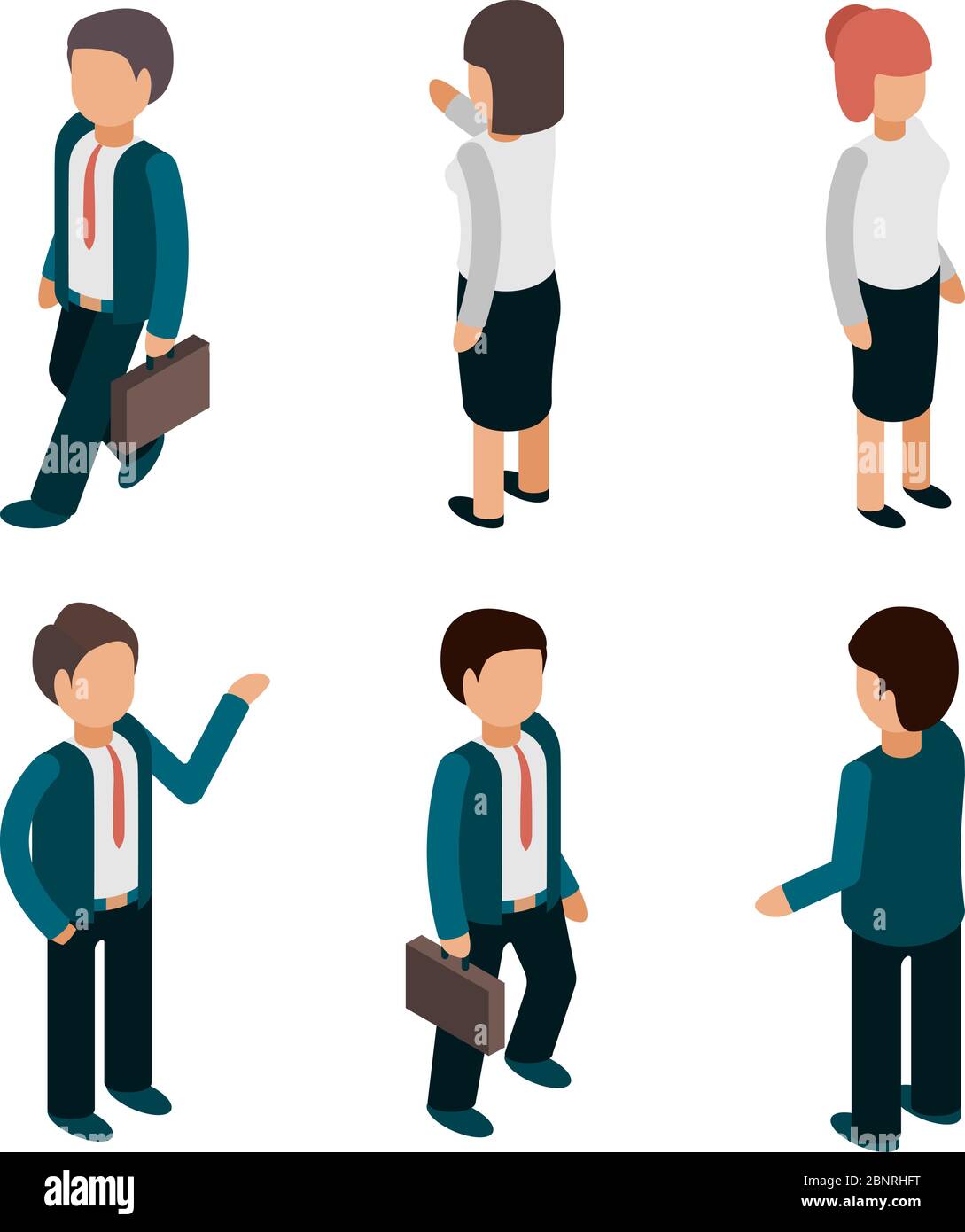 Geschäftsleute isometrisch. Büroleiter Arbeiter männlichen und weiblichen Regisseuren Führer Team Vektor 3d-Bilder Stock Vektor