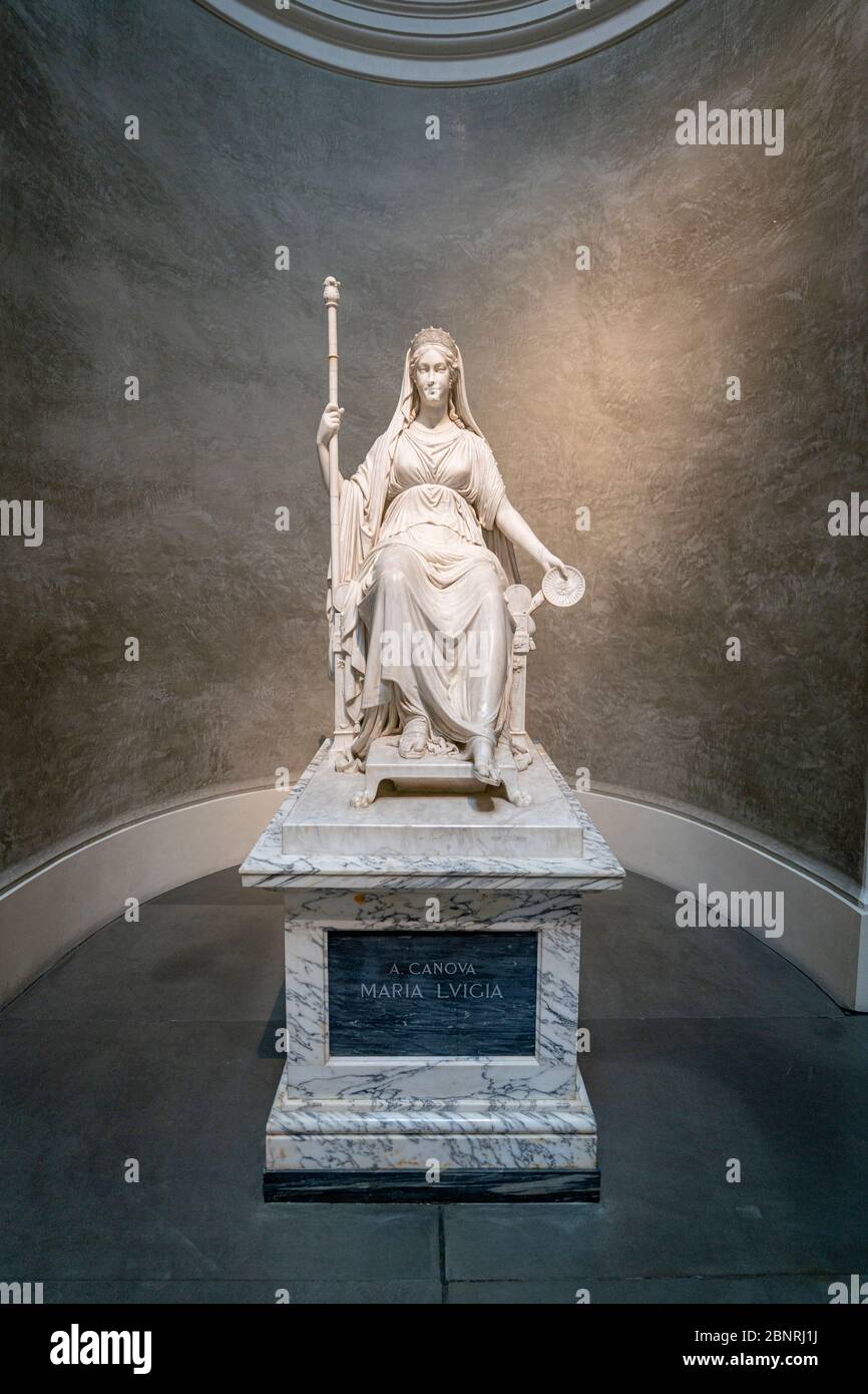 Statue von Maria Luigia, von Antonio Canova. Parma, Emilia Romagna, Italien, Europa. Stockfoto