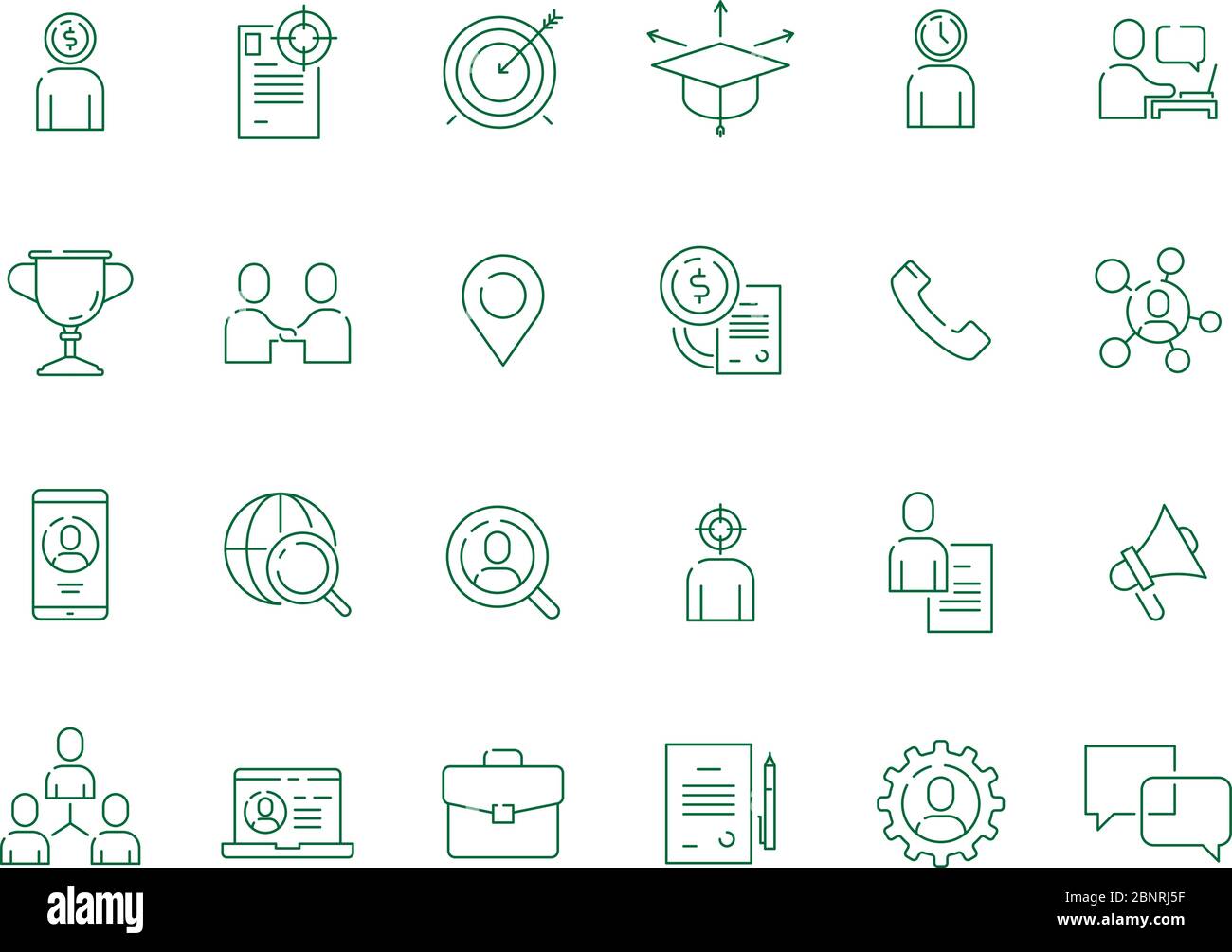 Jobsuche. Professionelle Arbeiter top-Manager persönliche Beschäftigung Vektor dünne Icon-Sammlung Stock Vektor