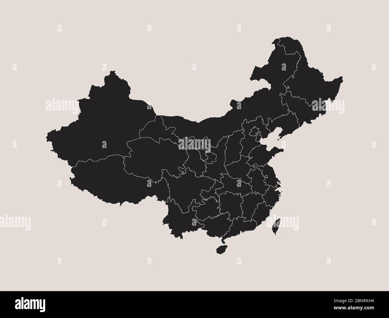 Modernes Design China politische Karte mit Provinzen. Schwarzer, kaffeeweißer Hintergrund. Perfekt für Geschäftskonzepte, Hintergründe, Hintergrund, Poster, aufkleber Stock Vektor