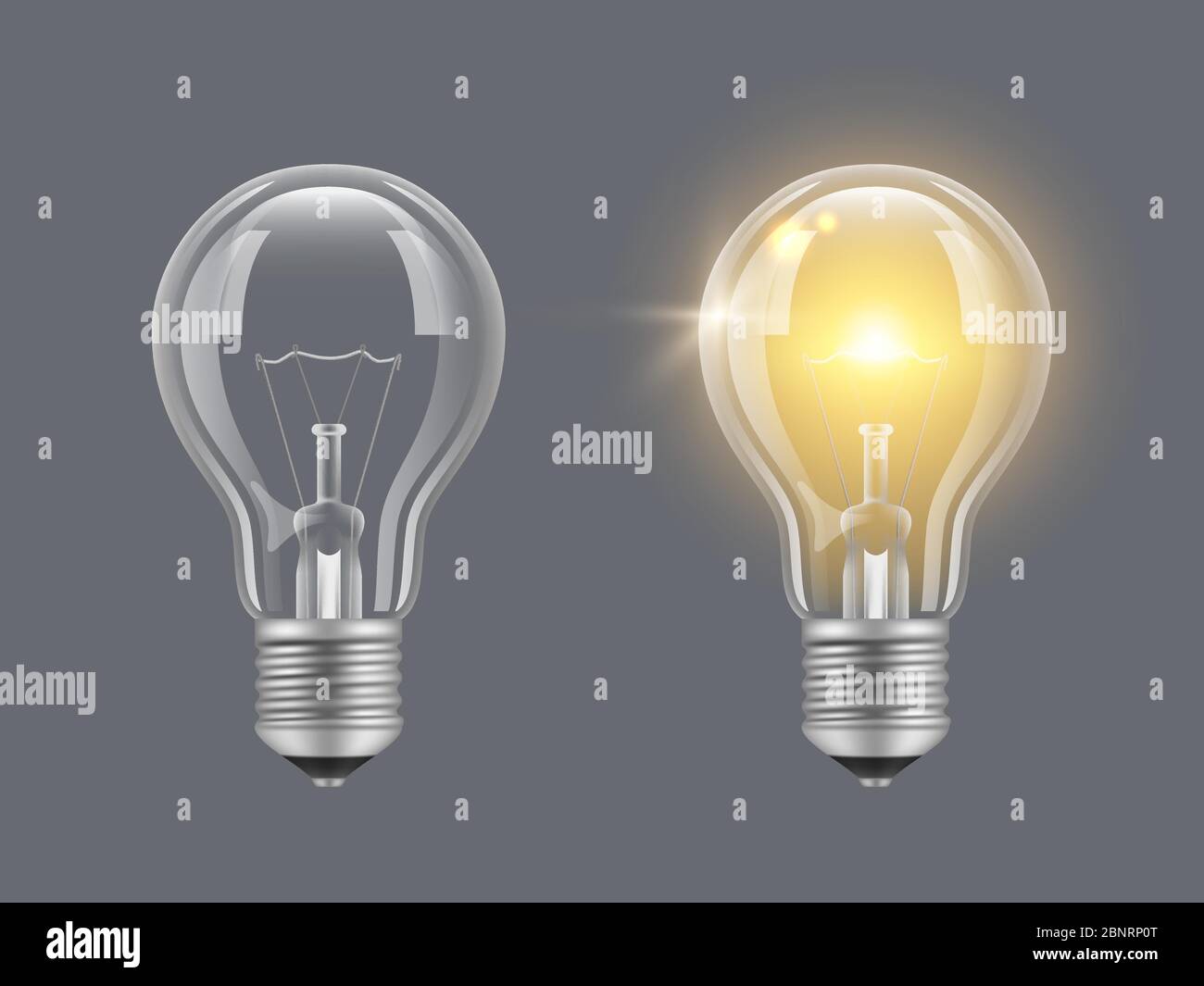 Lampe einschalten. Licht realistische transparente Glühbirne helle Lampe  Vektor Bilder Stock-Vektorgrafik - Alamy