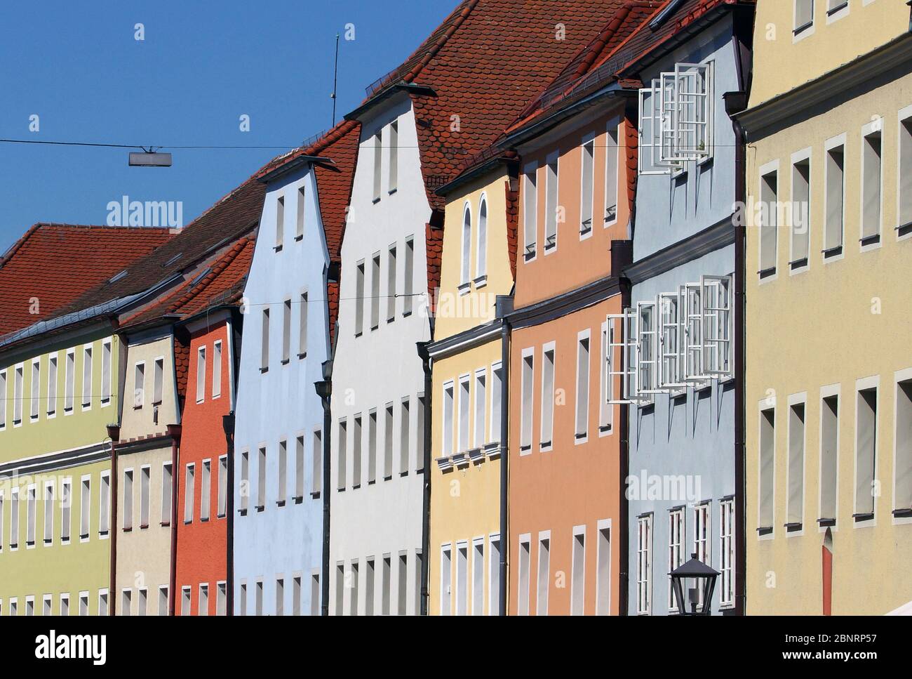 Wunderschöne Häuser in Regensburg Stockfoto