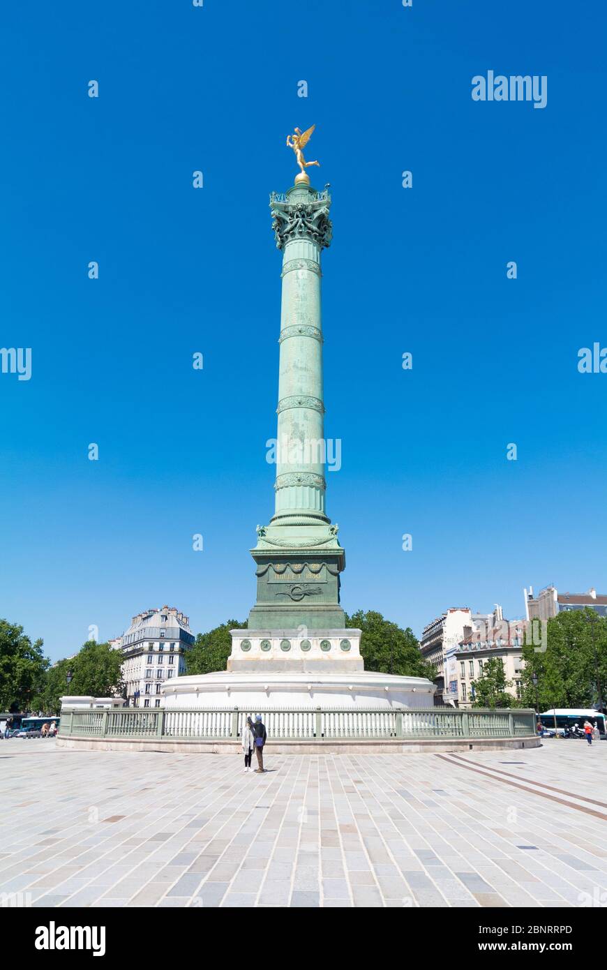 Paris/ Frankreich: Colonne de Juillet, July Kolumne in englischer Sprache auf dem Place de la Bastille, einer monumentalen Säule in Paris, die an die Revolution erinnert Stockfoto