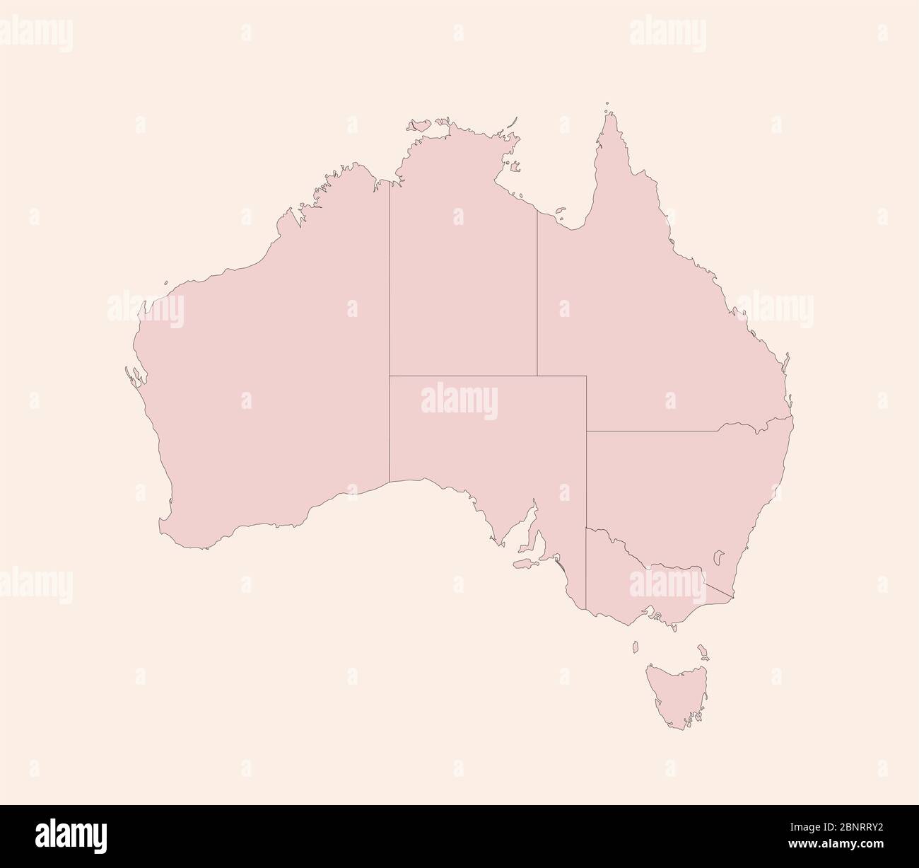 Australien politische Karte mit Provinzen Vektor. Vintage rosa Schatten Hintergrund Vektor. Perfekt für Geschäftskonzepte, Hintergründe, Hintergrund, Banner, Pos. Stock Vektor
