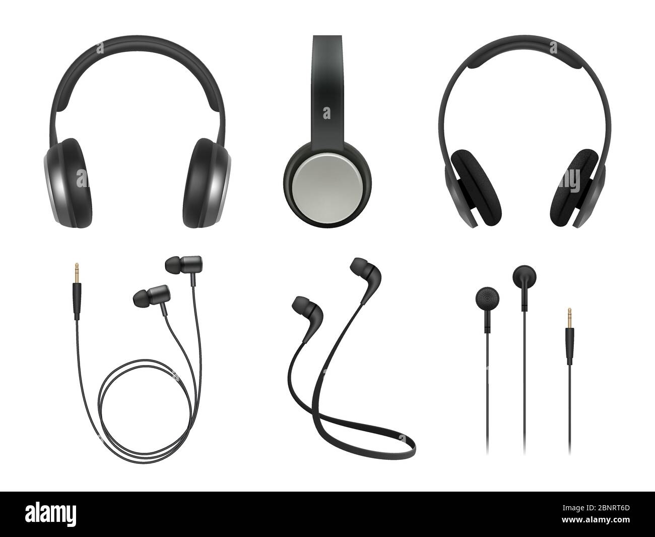 Musik-Kopfhörer. Qualität elektronische Artikel Stereo Kopfhörer Technologie Vektor realistische Bilder Stock Vektor