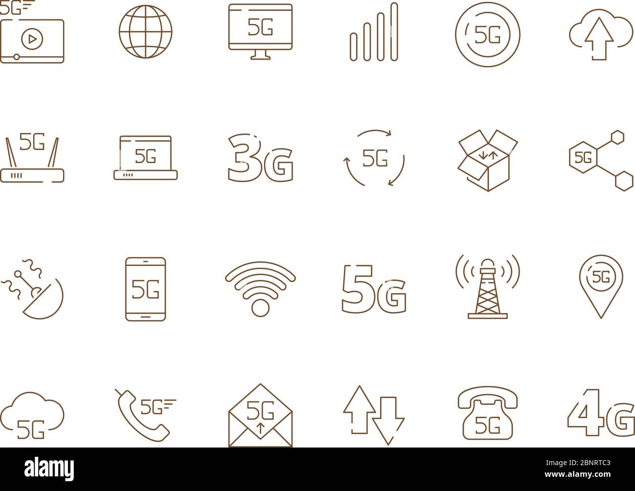 5g-Symbole. Internet mobile Sicherheit Wireless 4g Signal Telekommunikation neue Technologie gratis WiFi Vektor-Symbole Stock Vektor