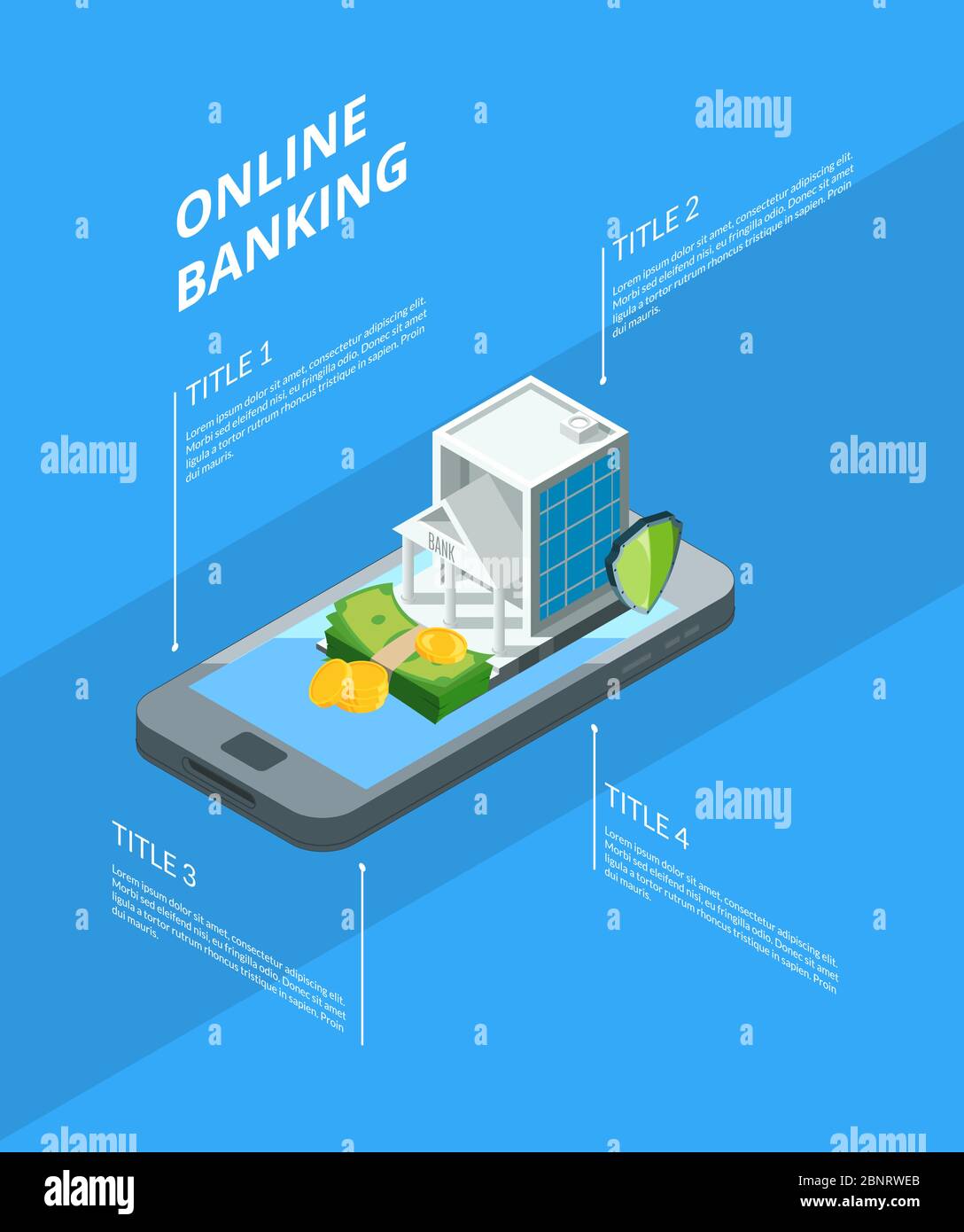 Vektor isometrischen Geldfluss in Bank-Symbole Infografik Konzept Illustration Stock Vektor