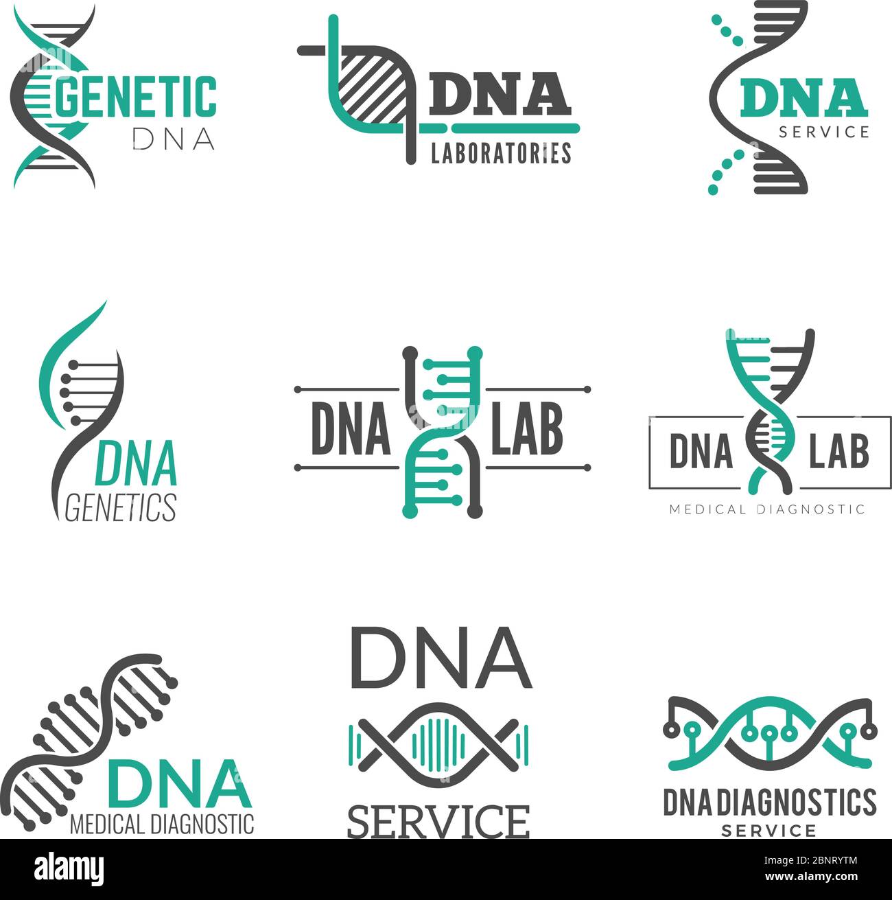 DNA-Logo. Genetische Wissenschaft Symbole Helix Biotech Vektor Business-Identität Stock Vektor