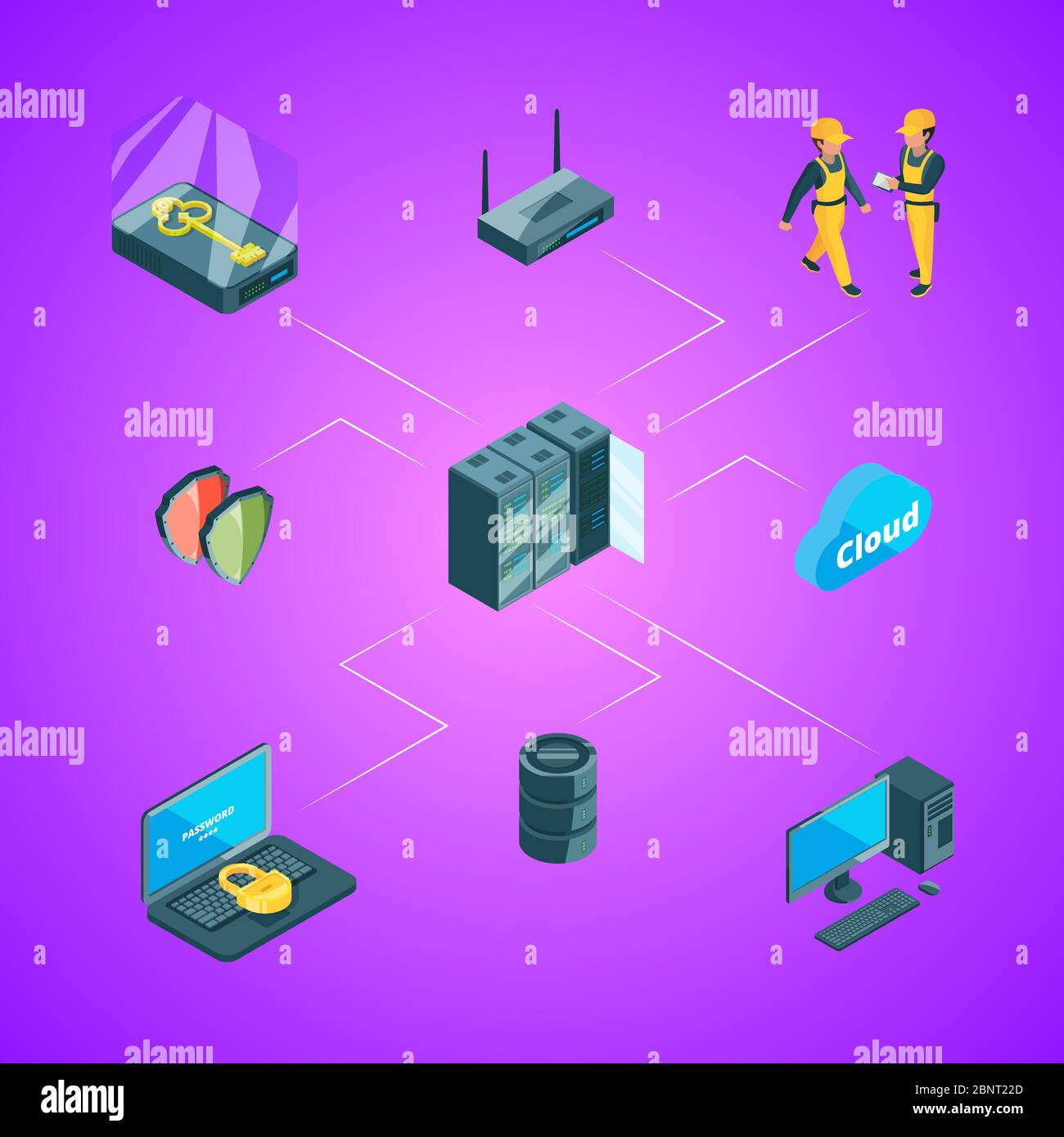 Vector Electronic Data Center Icons Infografik Illustration Stock Vektor