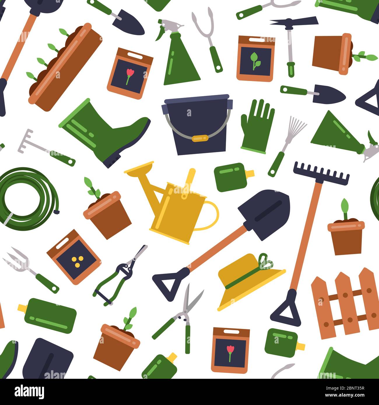 Vektor flache Garten Symbole Muster Hintergrund Illustration Stock Vektor