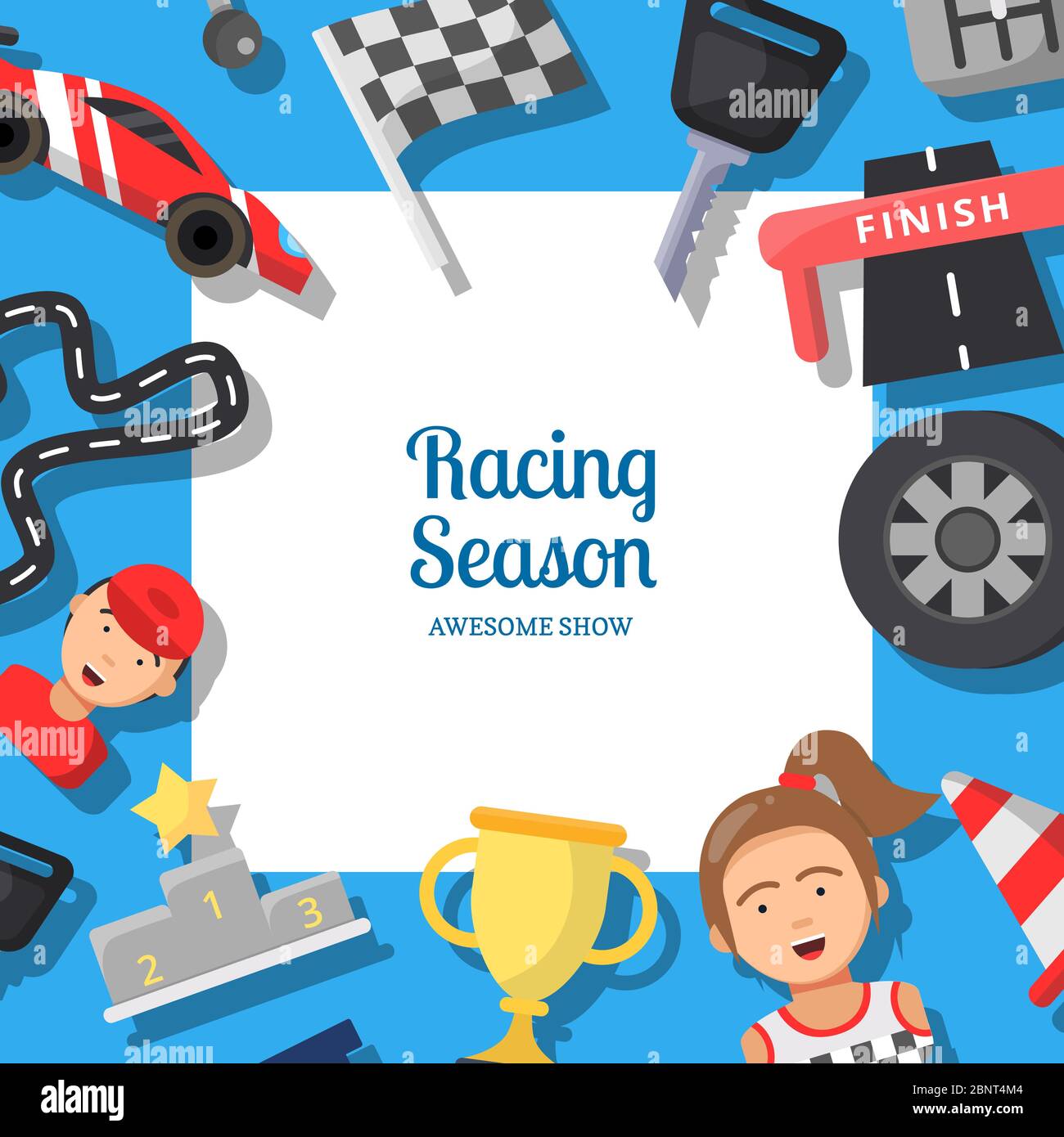 Vektor flaches Auto Rennen Symbole Hintergrund Stock Vektor