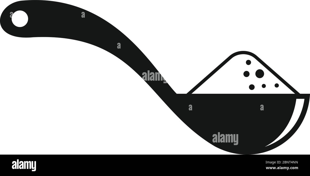 Symbol für frischen Zucker im Löffel. Einfache Illustration von frischem Zucker in Löffel Vektor-Symbol für Web-Design auf weißem Hintergrund isoliert Stock Vektor
