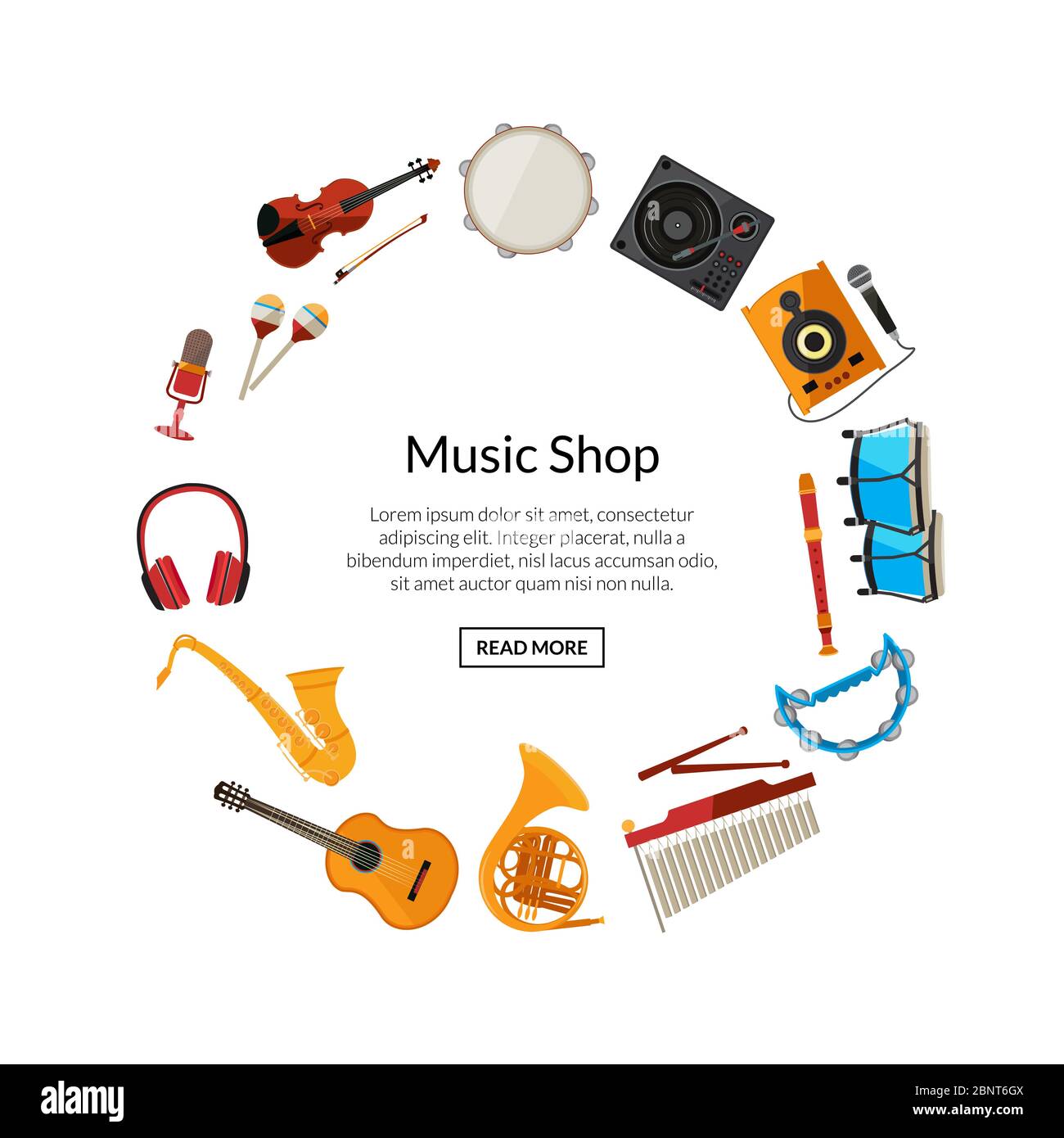 Vektor Cartoon Musikinstrumente im Kreis Stock Vektor