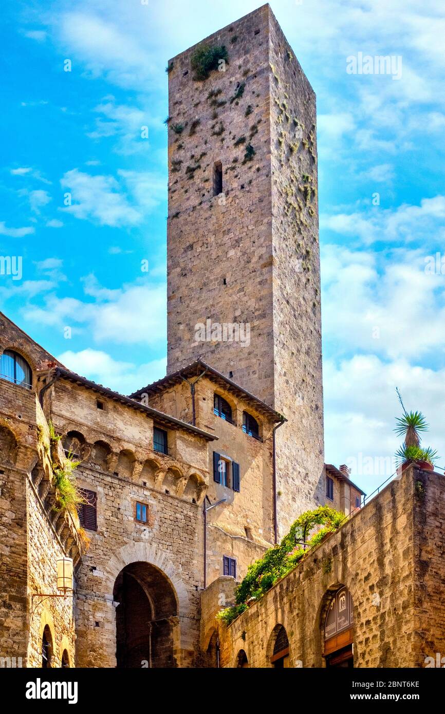 Torri dei Salvucci, San Gimignano, Toskana, Italien Stockfoto