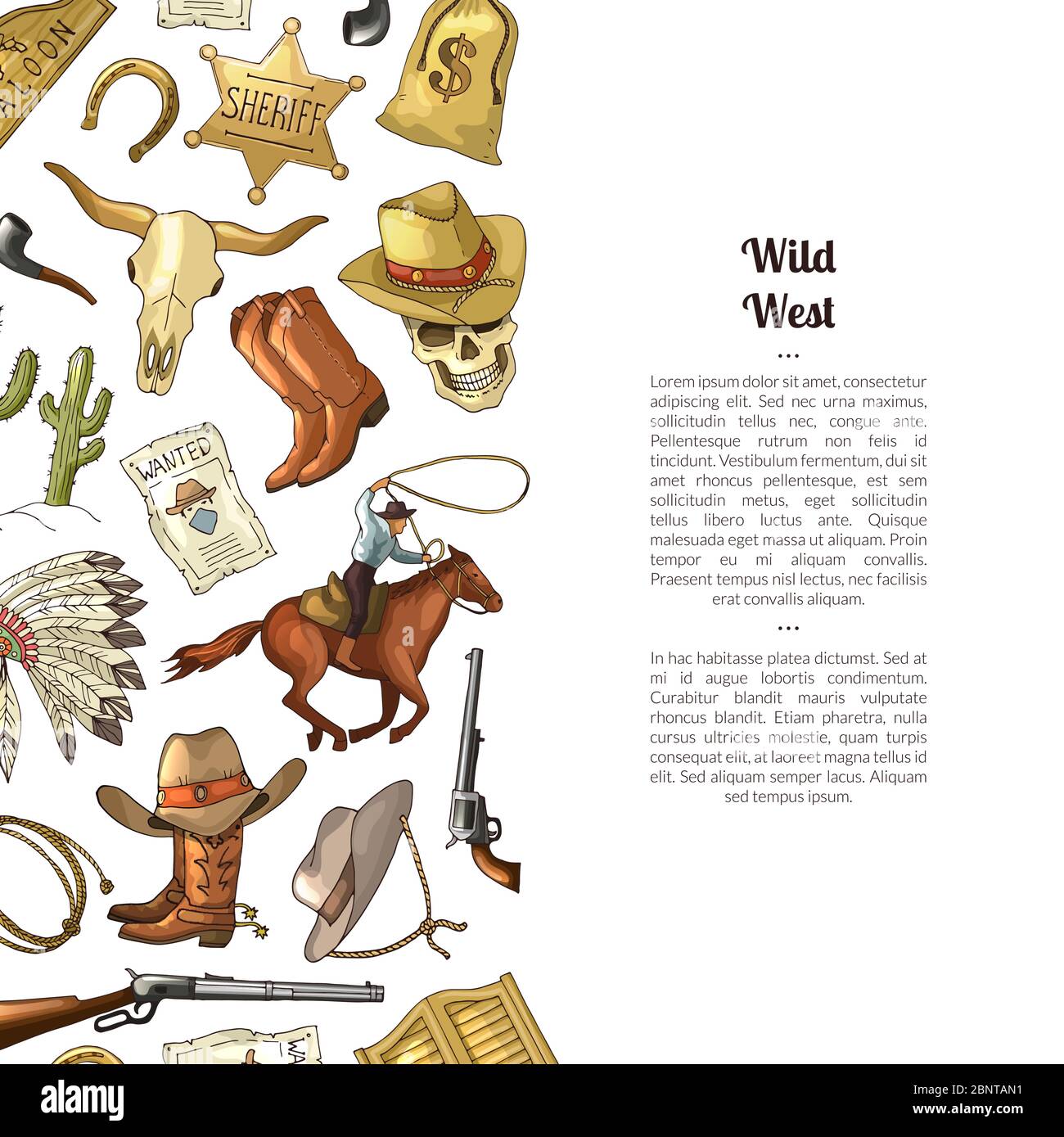 Vector Hand gezeichnet wilden Westen Cowboy Stock Vektor