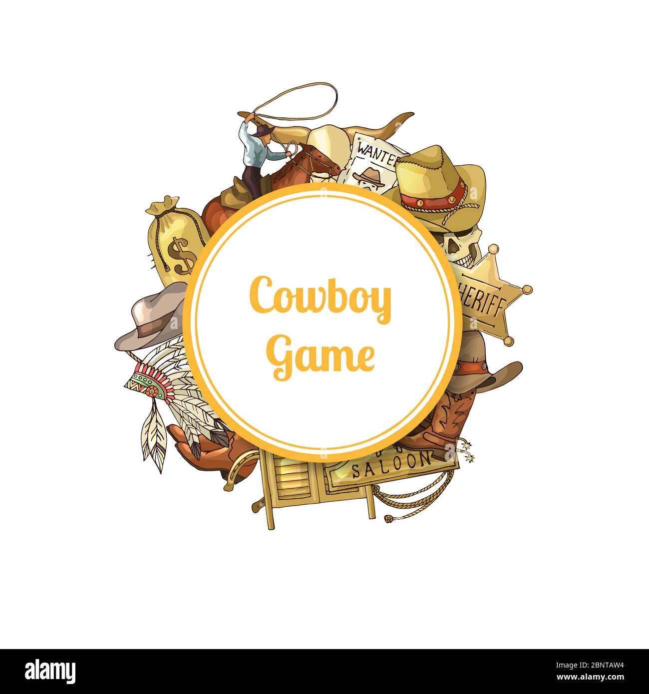 Vector wilden Westen Cowboy Elemente Stock Vektor