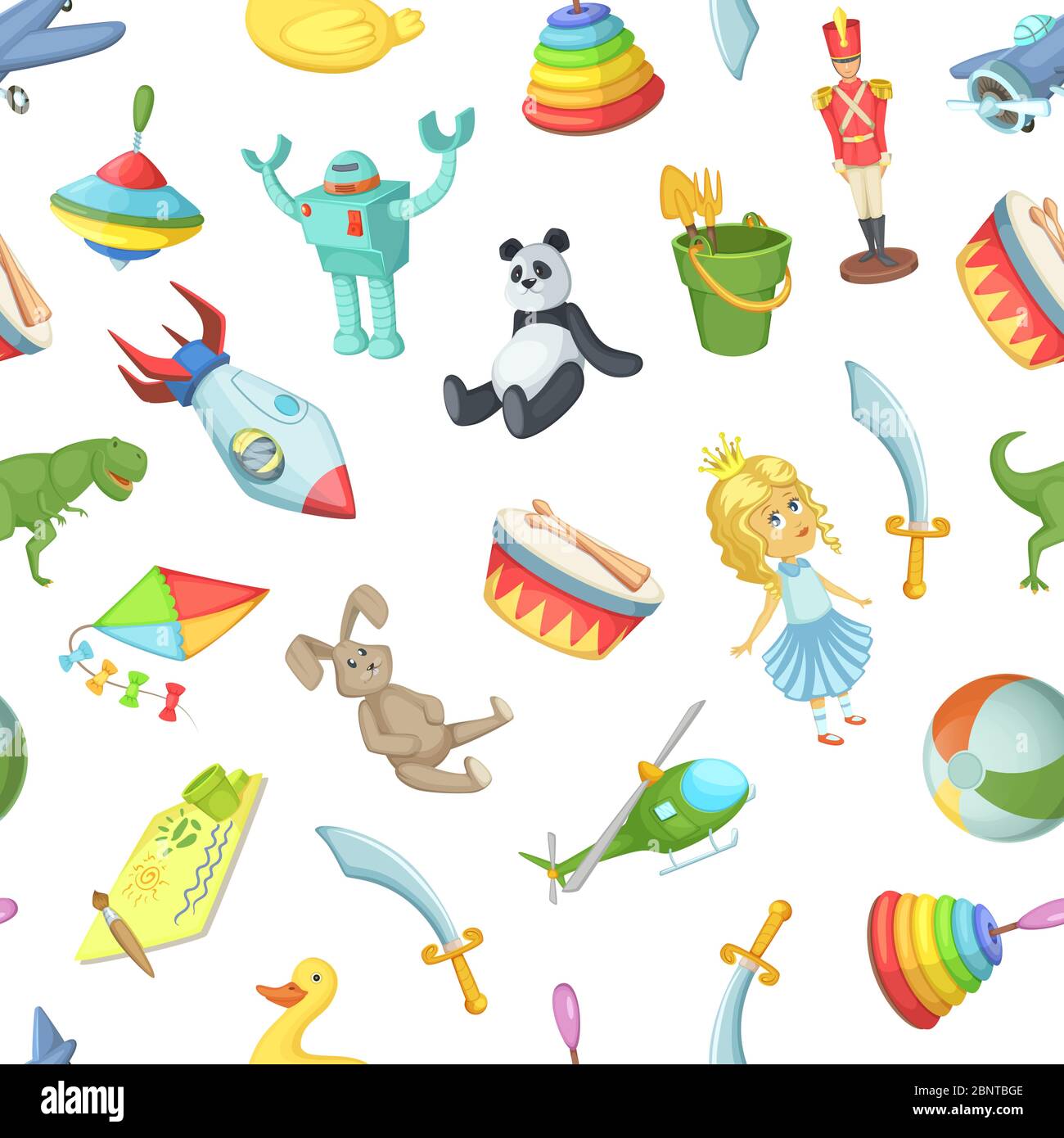 Vektor Cartoon Kinder Spielzeug Muster oder Hintergrund Illustration Stock Vektor