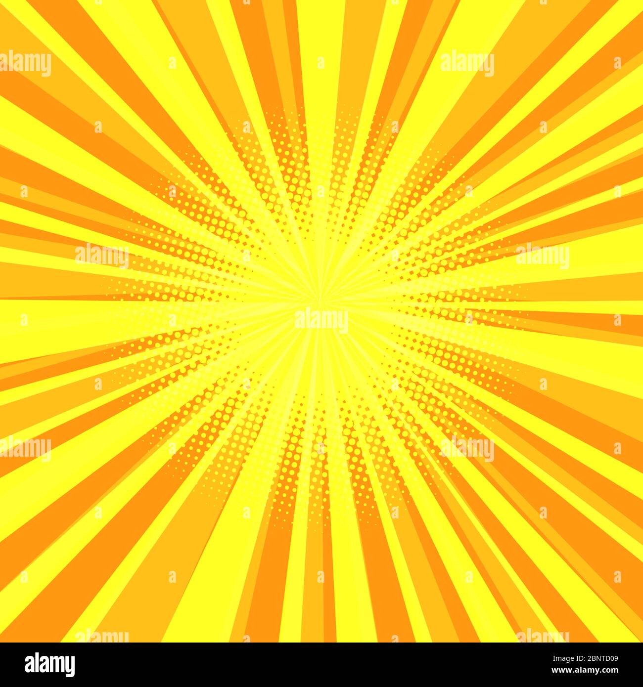 Gelbe Sonnenstrahlen Pop Art Hintergrund Stock Vektor