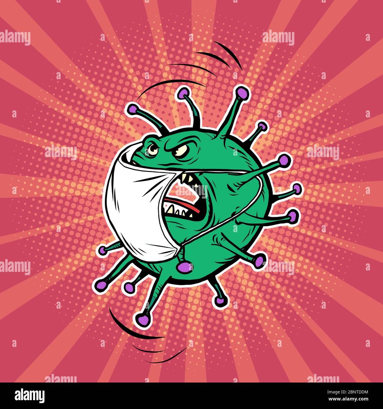 Coronavirus Charakter böse grüne Virus Stock Vektor