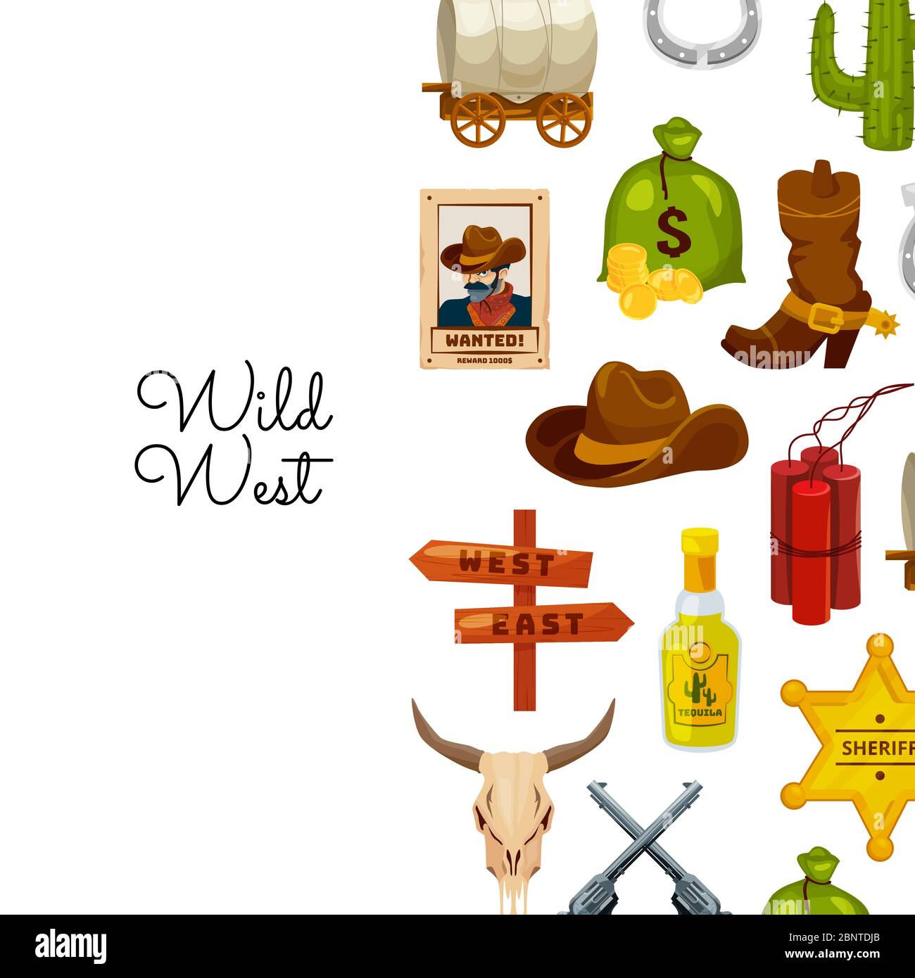 Vektor Cartoon wilden Westen Elemente Hintergrund mit Platz für Text-Illustration Stock Vektor