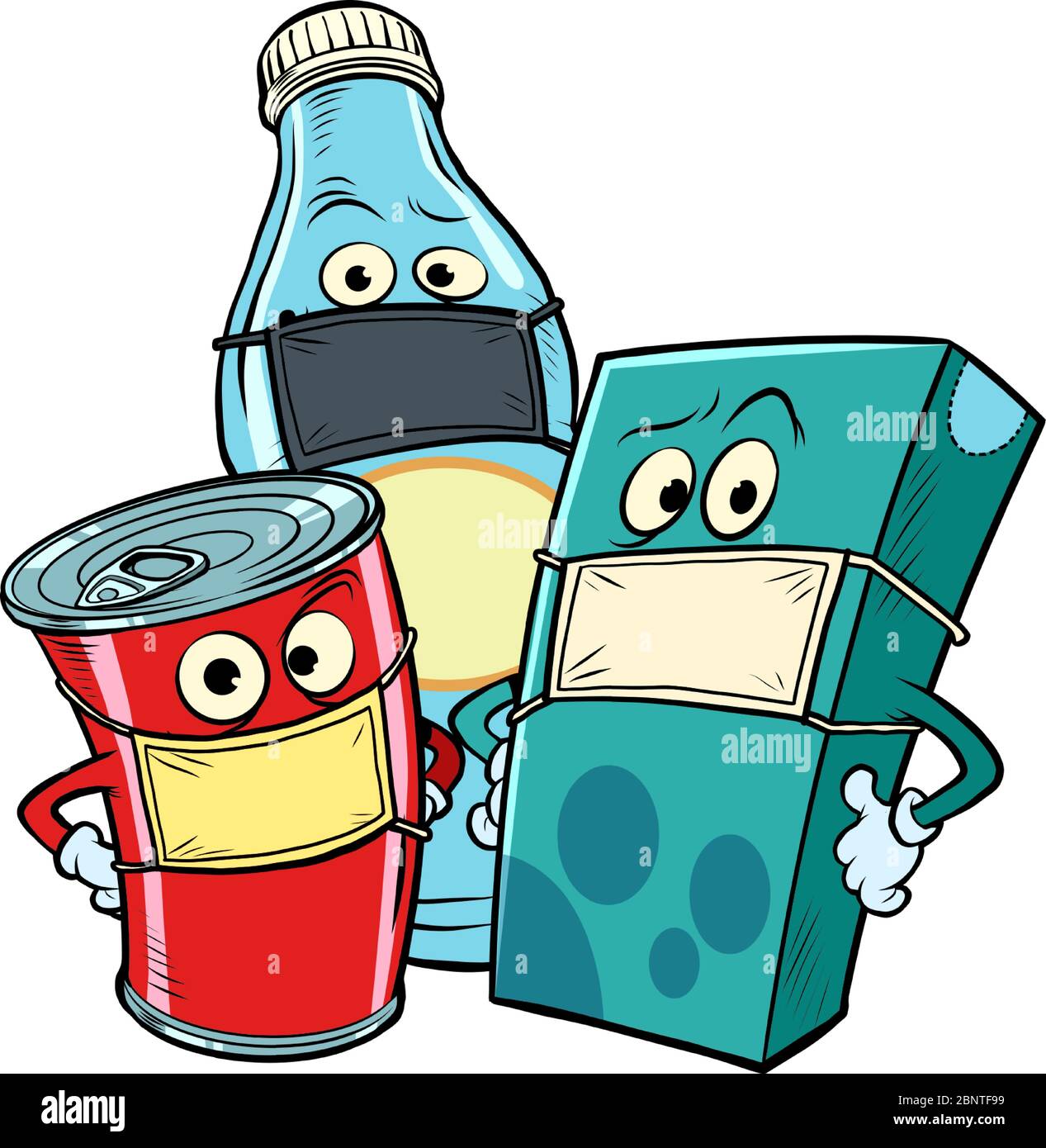 Quarantäne von Lebensmittelläden Konzept. Die Zeichen trinkt Milch Colasaft Stock Vektor