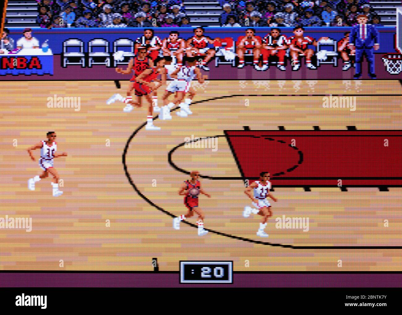 Bullen gegen Blazers und die NBA-Playoffs - SNES Super Nintendo - nur zur redaktionellen Verwendung Stockfoto