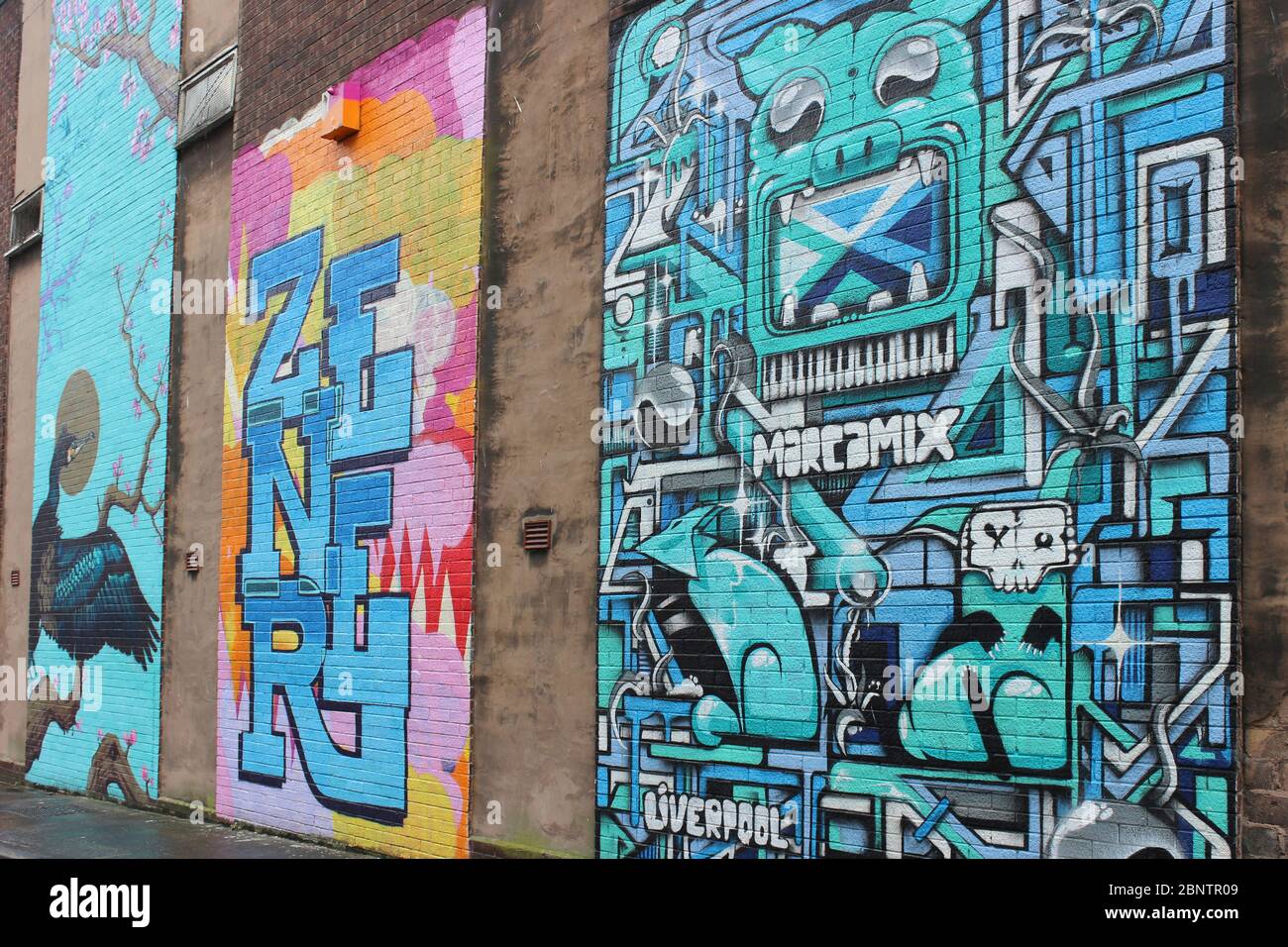 Street Art im Fabric District, Liverpool, Merseyside UK Stockfoto