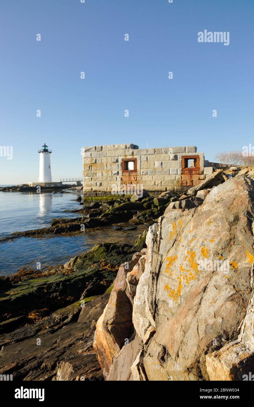 Portsmouth Harbour Light in New Castle, New Hampshire USA. Dieser Leuchtturm wurde 1878 erbaut und befindet sich auf dem Gelände des Fort Constitution. Stockfoto