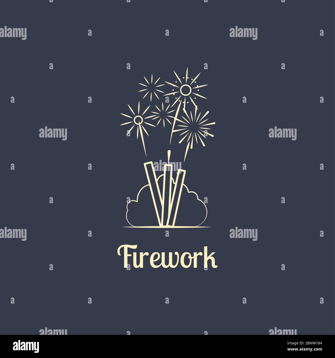 Feuerwerk Firmenlogo-Design auf dem dunklen Hintergrund. Vektorgrafik Stock Vektor